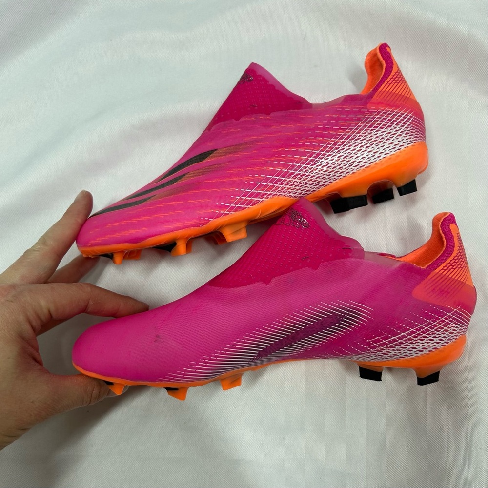 NWOT Adidas X Ghosted Junior FG Soccer Cleats Laceless Pink Kids Girls Size 4 - Picture 8 of 9